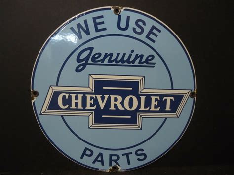 Old Used 1950s Genuine Chevrolet Parts Porcelain Dealership Sign
