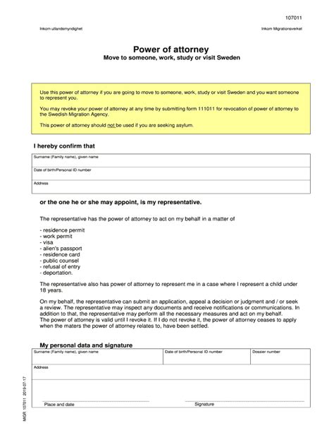 Power Of Attorney Template Sweden Complete With Ease Airslate Signnow
