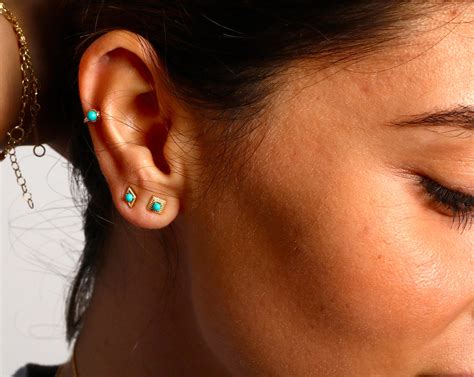 Turquoise Stud Earrings Minimalist Earrings Stud Earrings Etsy Uk
