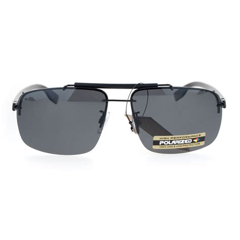 sa106 polarized mens rimless luxury rectangular pilot sunglasses rectangular aviator