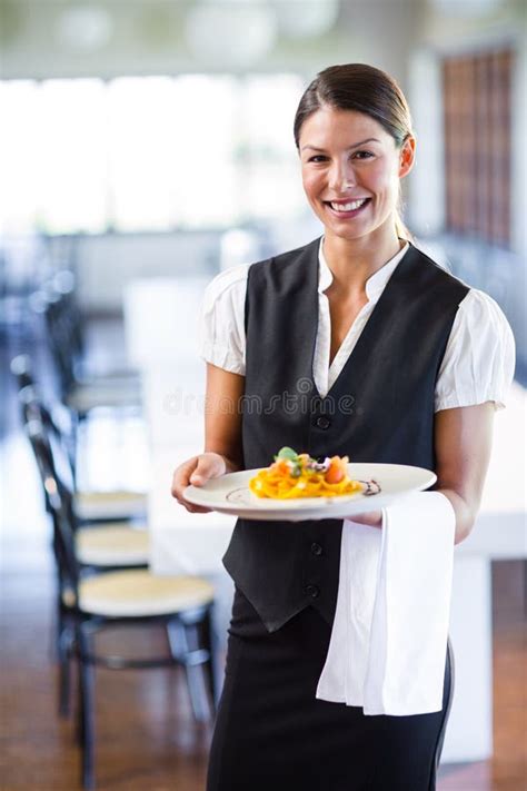 Waitress Holding Plate In A Restaurant Stock Photo Image Of Holding