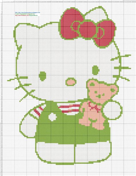 Dibujos Punto De Cruz Gratis Hello Kitty Con Osito Punto De Cruz