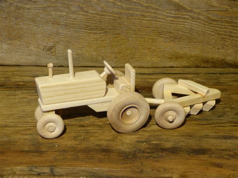Handmade Wooden Toys Farm Tractor And Plow Wooden Toys Wooden Crafts
