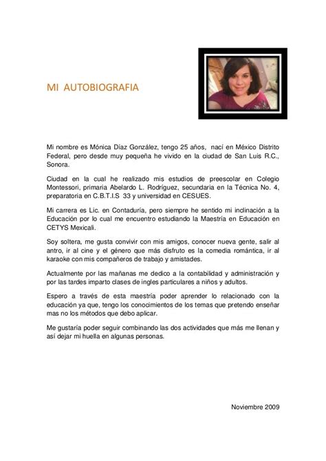 Ejemplo De Una Autobiografia Personal