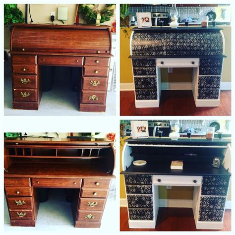 Roll Top Desk Painted And Lace Stenciled Spray Paint Furniture Lace