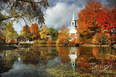 Harrisville New Hampshire New England Fall Landscape White Steeple By