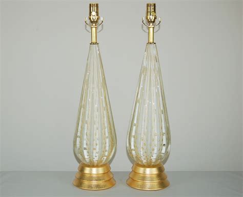Vintage Murano Glass Table Lamps White Gold Swank Lighting