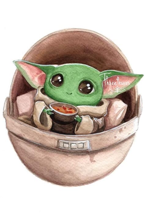 Baby Yoda Soup By Threeleaves On Deviantart Yoda Art Cute Drawings