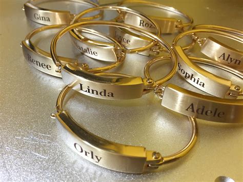 Laser Cutz Name Bracelets Laser Engraving On Brass Jewelry In Nyc