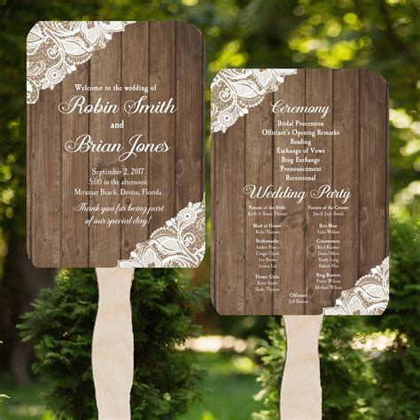 Wedding Program Fans Assembled Wood And Lace Collection Etsy