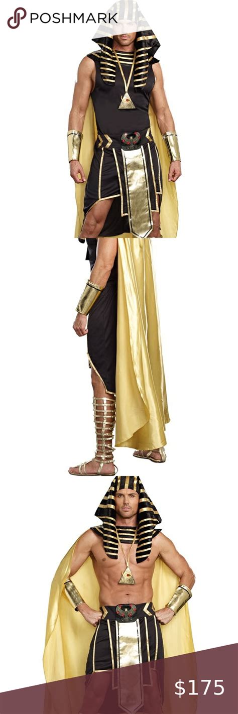 Mens King Of Egypt King Tut Costume Gold Medium 100 Polyester Imported Hand Wash This