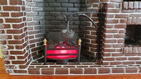 Dollhouse Miniature Led Battery Lit Fire Basket Fireplace Etsy