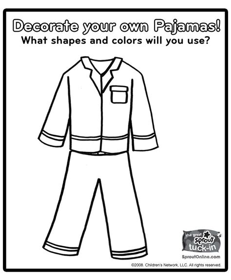 A Black And White Coloring Page With An Image Of A Pajama Suit That