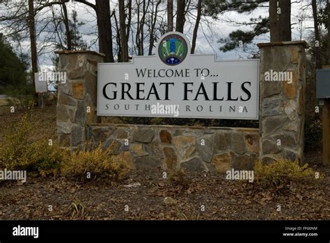 Welcome To Great Falls South Carolina Sign Usa Stock Photo Alamy