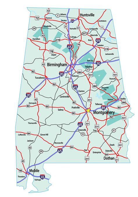 Map Of Alabama Guide Of The World