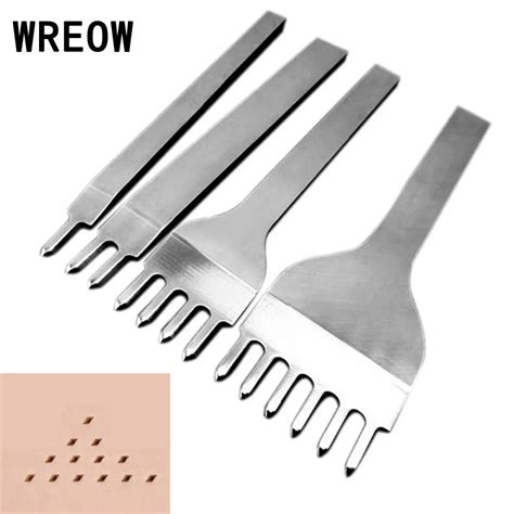 4pcs Leather Craft Tools Steel Pitch Hole Punch Chisel Wood 1 2 4 6