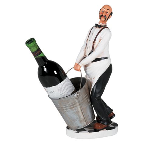 Chef Wine Holder With Bucket Statue