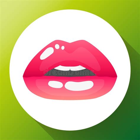 Red Lips Vector Illustration Of Womans Lips Of Half Open Mouth Stock