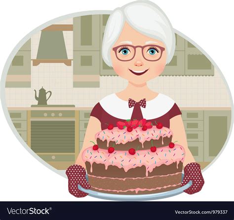 Grandmother Baked A Cake Royalty Free Vector Image