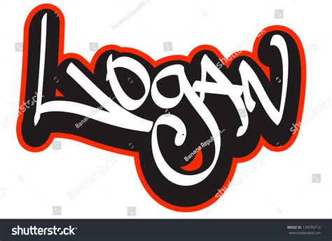 Logan Graffiti Font Style Name Hiphop เวกเตอร์สต็อก ปลอดค่าลิขสิทธิ์