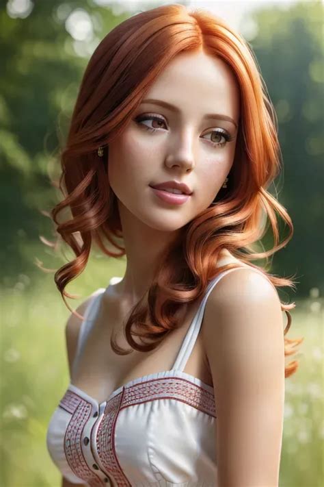 Dopamine Girl High Resolution Portrait Redhead Standing Upright