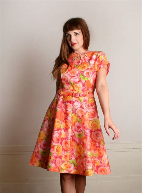 vintage 1960s mode o day dress sherbert floral pastel citrus etsy