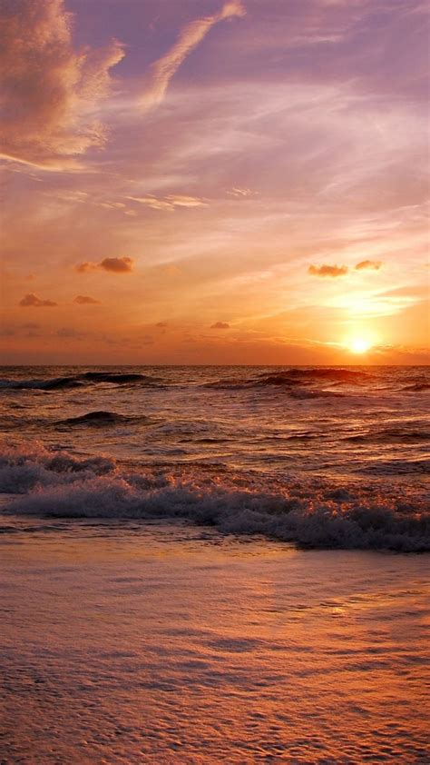 Sun Seashore Sea Waves Sunset 1080x1920 Wallpaper Fotos Del
