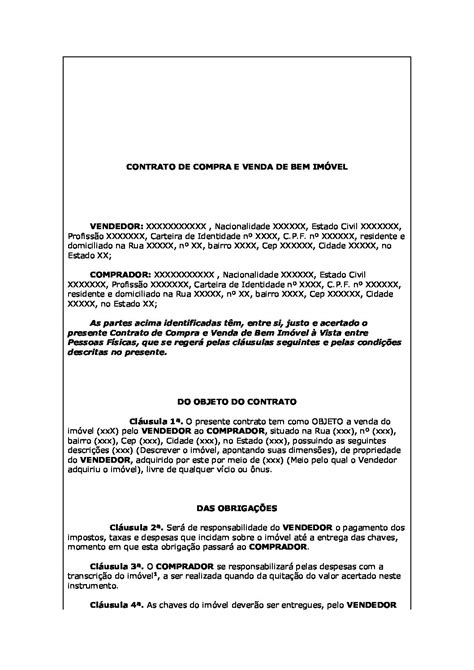 10 Modelos De Contrato De Compra E Venda Simples Para Baixar Em