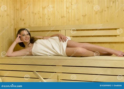 Beautiful Woman Enjoying Sauna Stock Photo Image Of Bucket Relaxation