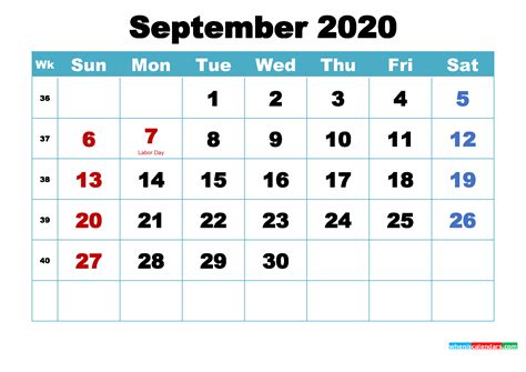 Free September 2020 Desktop Calendar High Resolution