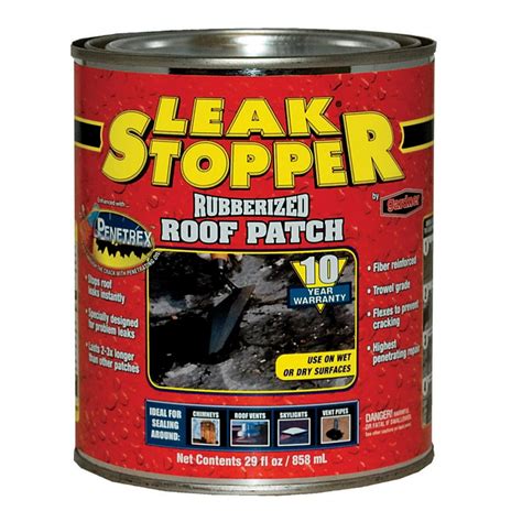 Leak Stopper Gloss Black Rubber Leak Stopper Roof Patch 1 Qt Walmart