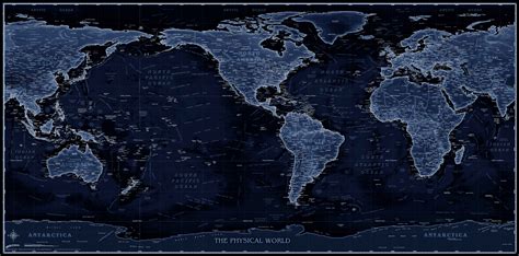 Compart Maps Blueprint World Physical Usa Centered Wall Map