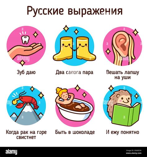 Cartoon Drawing Of Russian Language Expressions In Their Literal Meaning Funny Vector