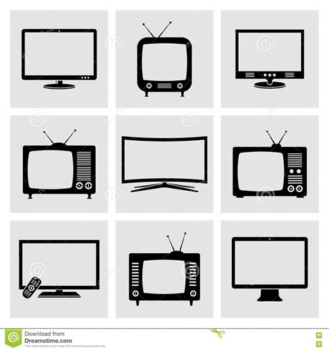 Tv Icons Set Stock Vector Illustration Of Screen Communication 77029460