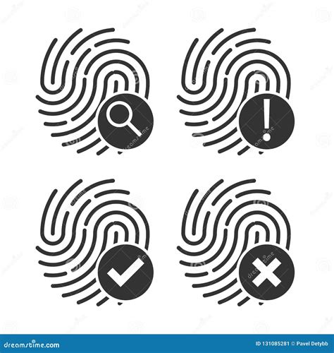 Identification Symbol Fingerprint Icon Vector Illustrations Flat