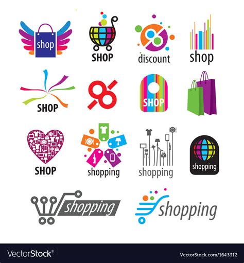 Collection Of Logos Shopping Discounts Royalty Free Vector