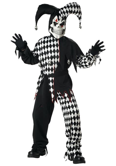 Kids Skeleton Jester Costume Boys Scary Clown Halloween Costumes