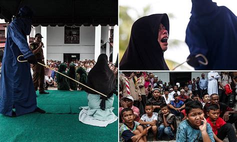 Indonesian Women And Men Beaten For Violating Sharia Law Daily Mail Online