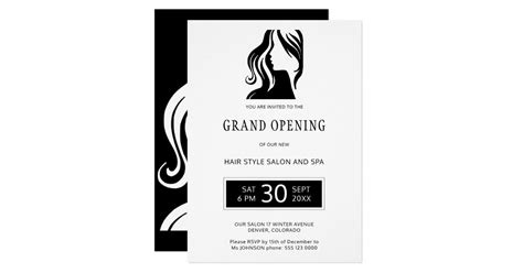 White Black Elegant Beauty Salon Grand Opening Invitation Uk
