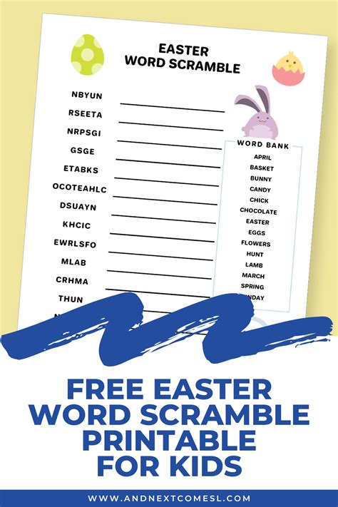 Free Easter Word Scramble Printable For Kids And Next Comes L