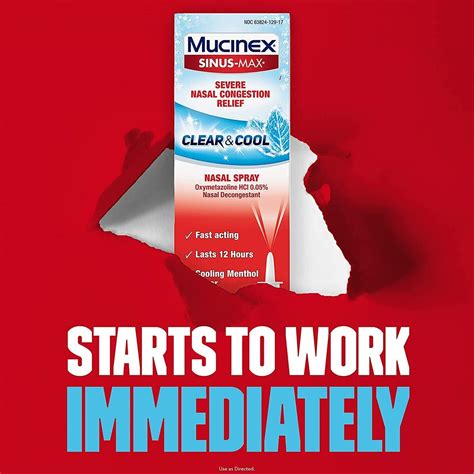 Mucinex Nasal Decongestant Spray Sinus Max Severe Nasal Congestion Relief Clear And Cool Nasal