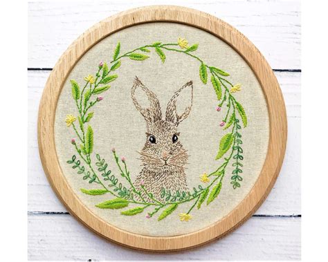 Baby Bunny Rabbit Hand Embroidery Hoop Pdf Pattern Instant Etsy