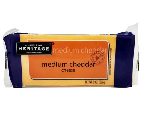 American Heritage Medium Cheddar Cheese 8oz 226g