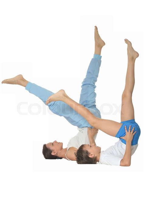 Mother And Son Exercising Stock Image Colourbox