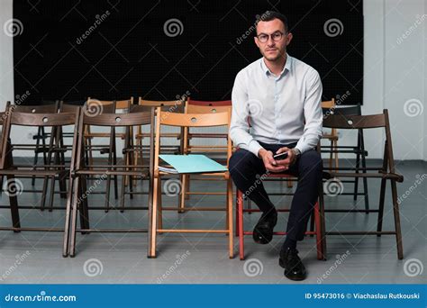 Young Successful Businessman Man Sitting On Chair Stock Photo Image