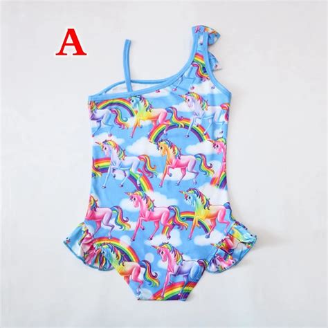 2019 Rainbow Unicorn Swimwear One Piece Swimsuit Big Kids Toddler Girls