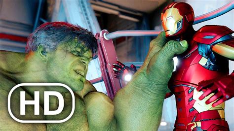 Marvels Avengers Hulk Vs Iron Man Fight Scene Hd Youtube