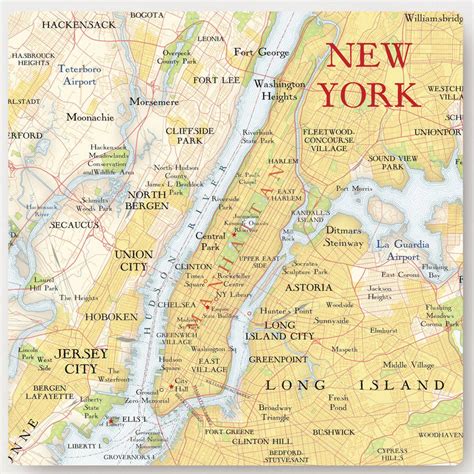 New York City Map Location Square Print By Bombus