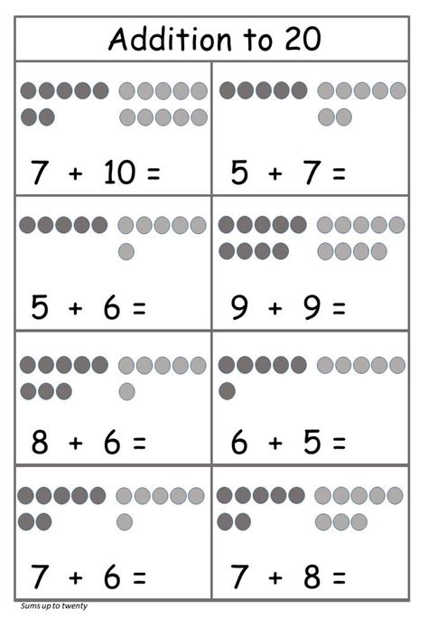 Addition Math Facts Up To 20 Worksheets