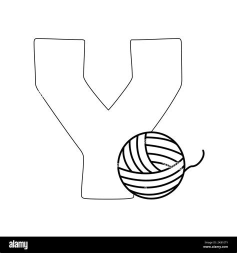 The Letter Y With Yarn Educational Alphabet Coloring Book Page Stock